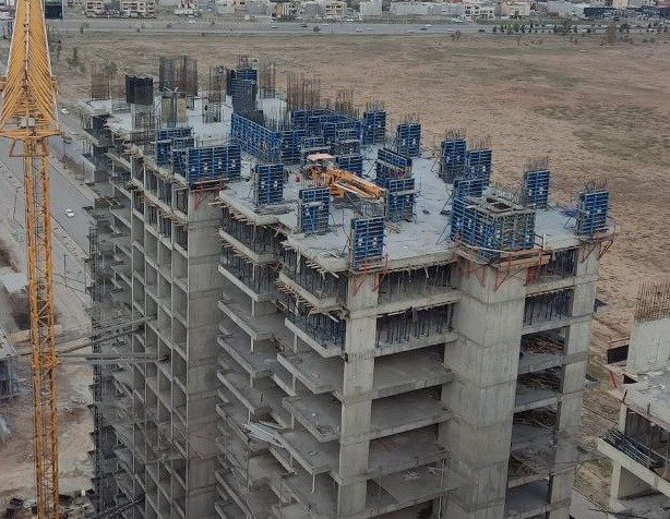 High-rise structure during construction